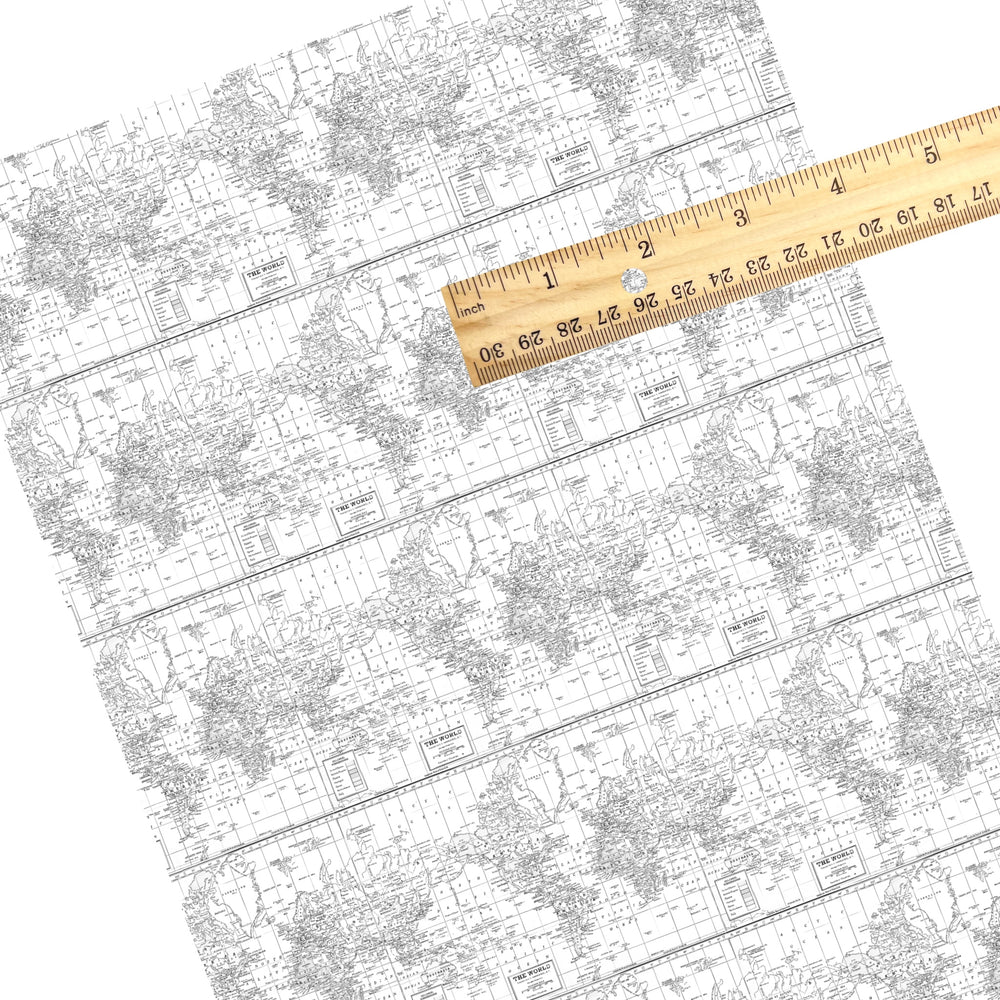 These travel themed faux leather sheets contain the following design elements: grayscale vintage map pattern. Our CPSIA compliant faux leather sheets or rolls can be used for all types of crafting projects.