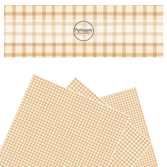 These spring pattern themed faux leather sheets contain the following design elements: cream and brown plaid pattern. Our CPSIA compliant faux leather sheets or rolls can be used for all types of crafting projects.