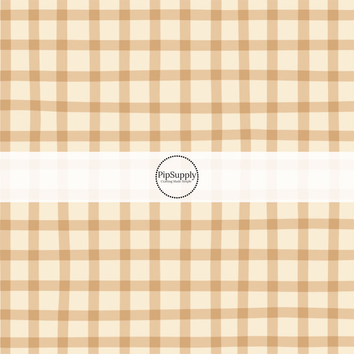 Brown and Cream Plaid Fabric by the Yard.