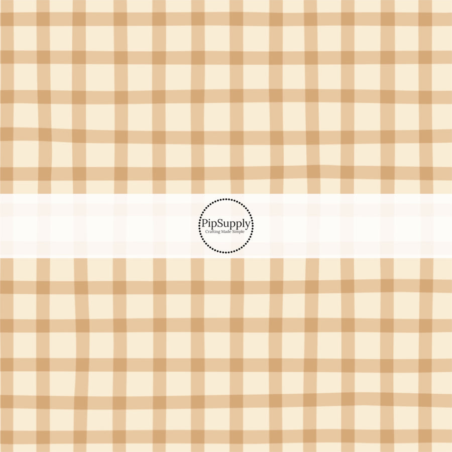 Brown and Cream Plaid Fabric by the Yard.