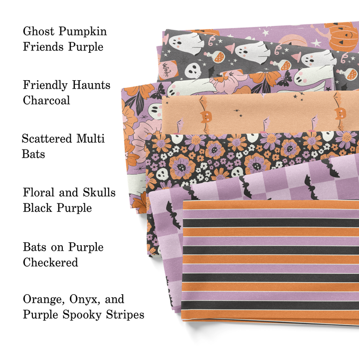 Bats on Purple Checkered Fabric By The Yard