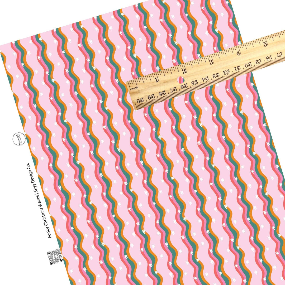 Funky Christmas Waves Faux Leather Sheets