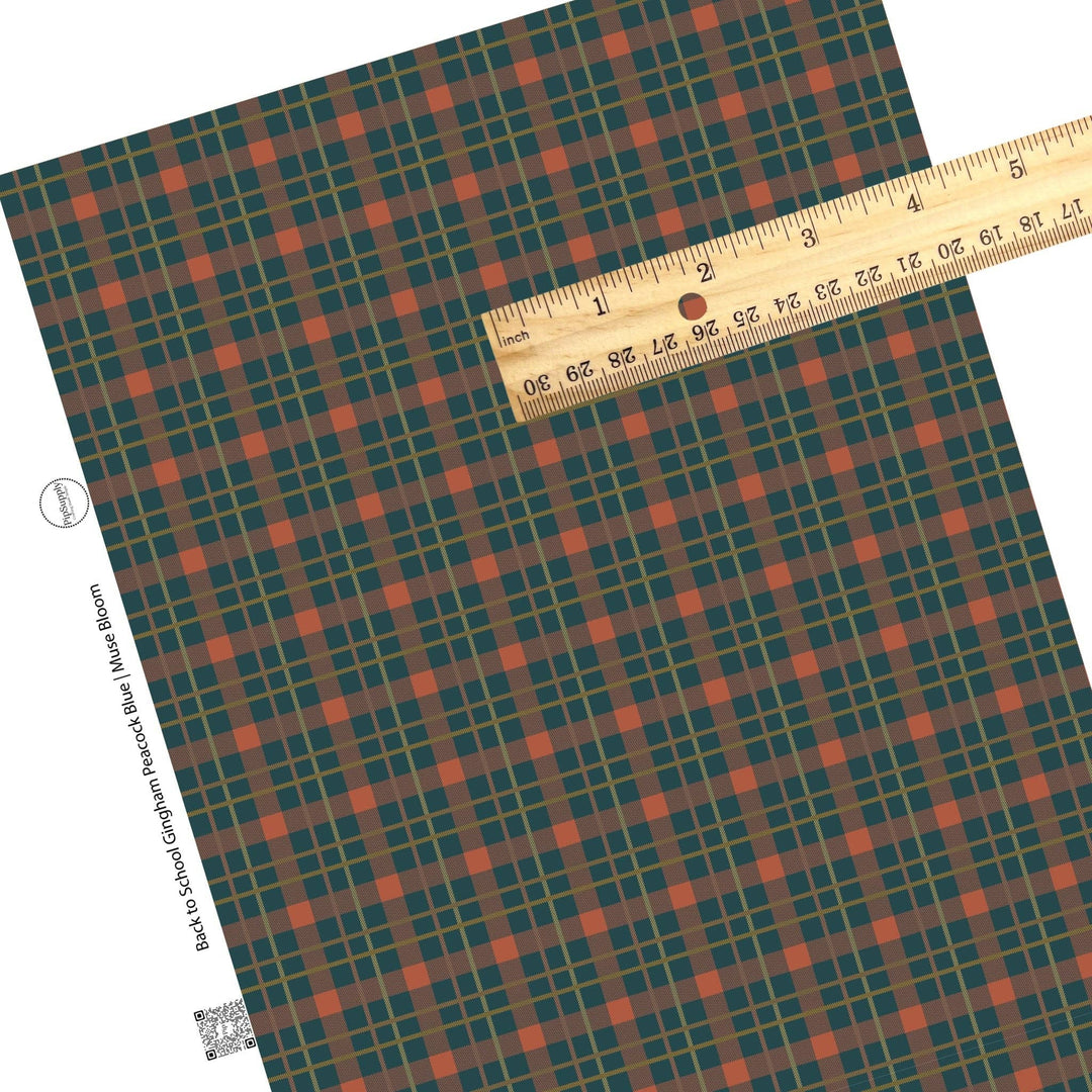 Back to School Gingham Peacock Blue Faux Leather Sheets