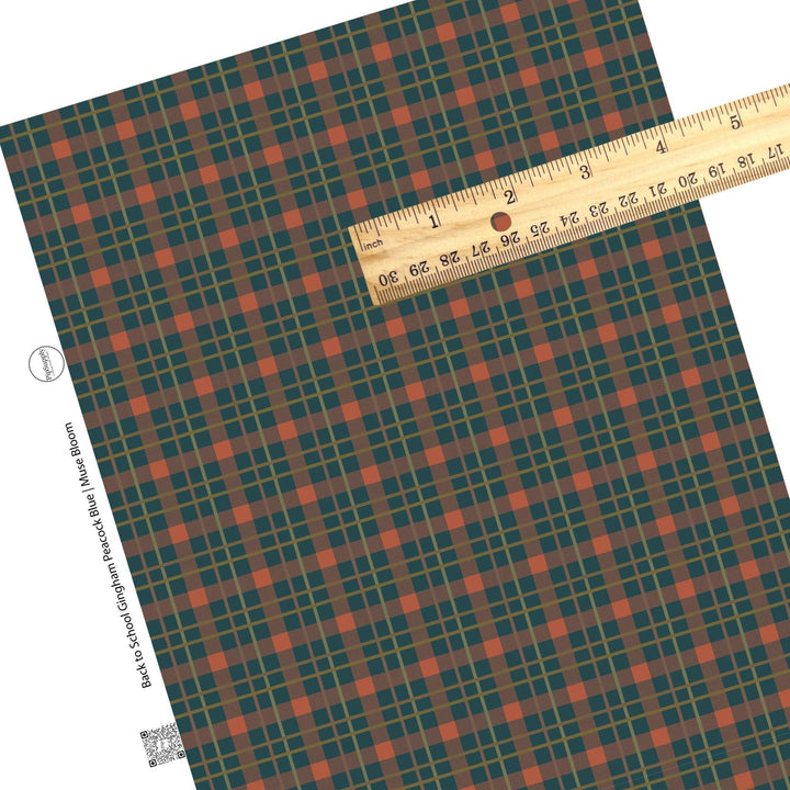 Back to School Gingham Peacock Blue Faux Leather Sheets