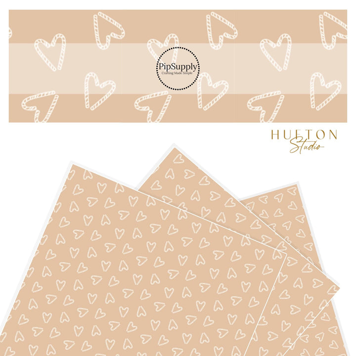 Beige Candy Canes Faux Leather Sheets