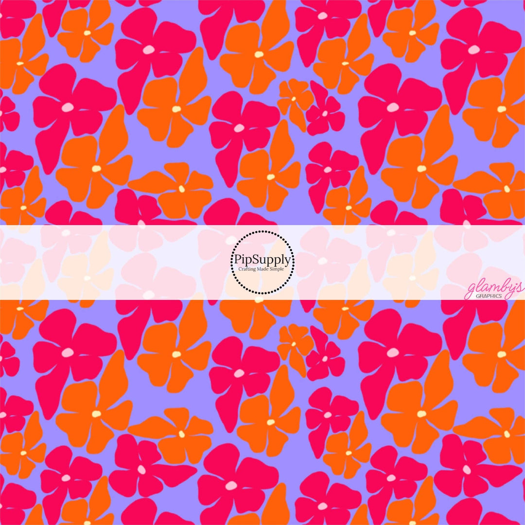 Island Floral Purple Hair Bow Strips