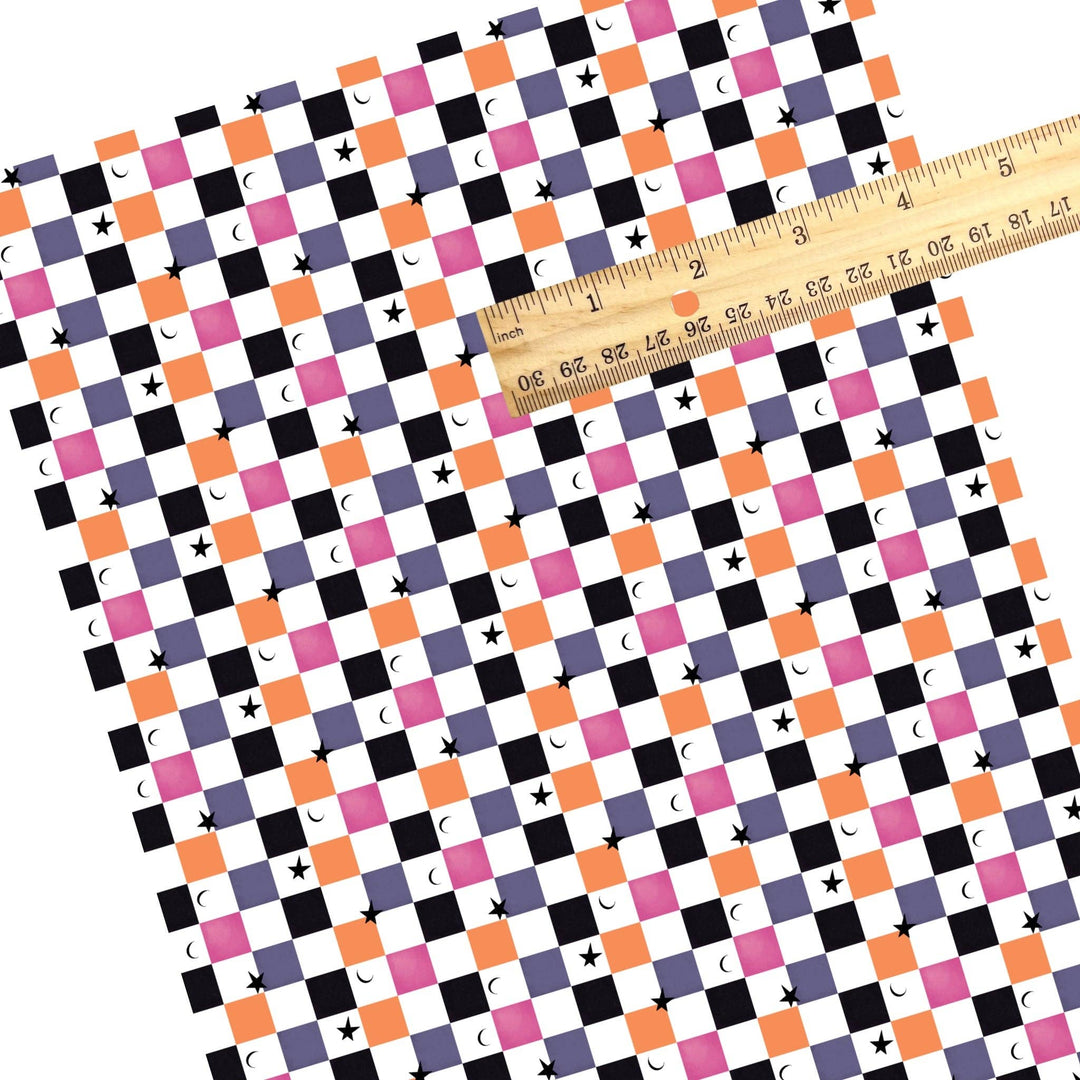 Halloween Night Checker Faux Leather Sheets