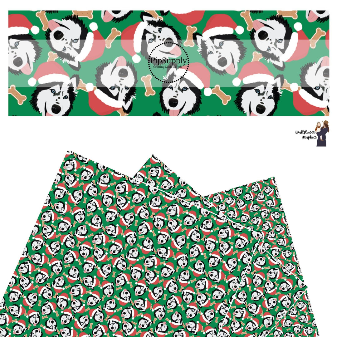 Christmas Huskies Faux Leather Sheets
