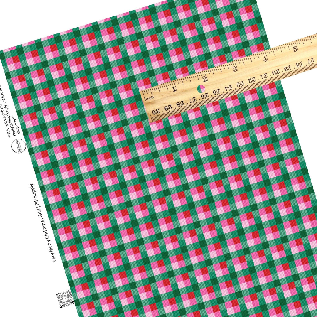Very Merry Christmas Grid Faux Leather Sheets