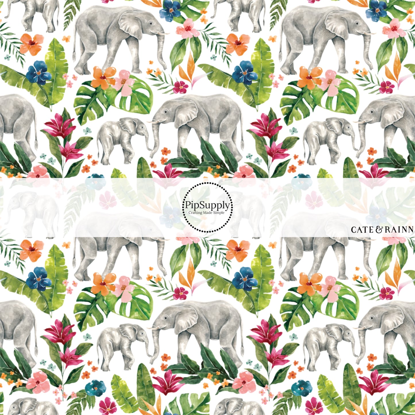 These jungle floral pattern no sew bow strips can be easily tied and attached to a clip for a finished hair bow. These summer patterned bow strips are great for personal use or to sell. These bow strips feature tropical elephant foliage.