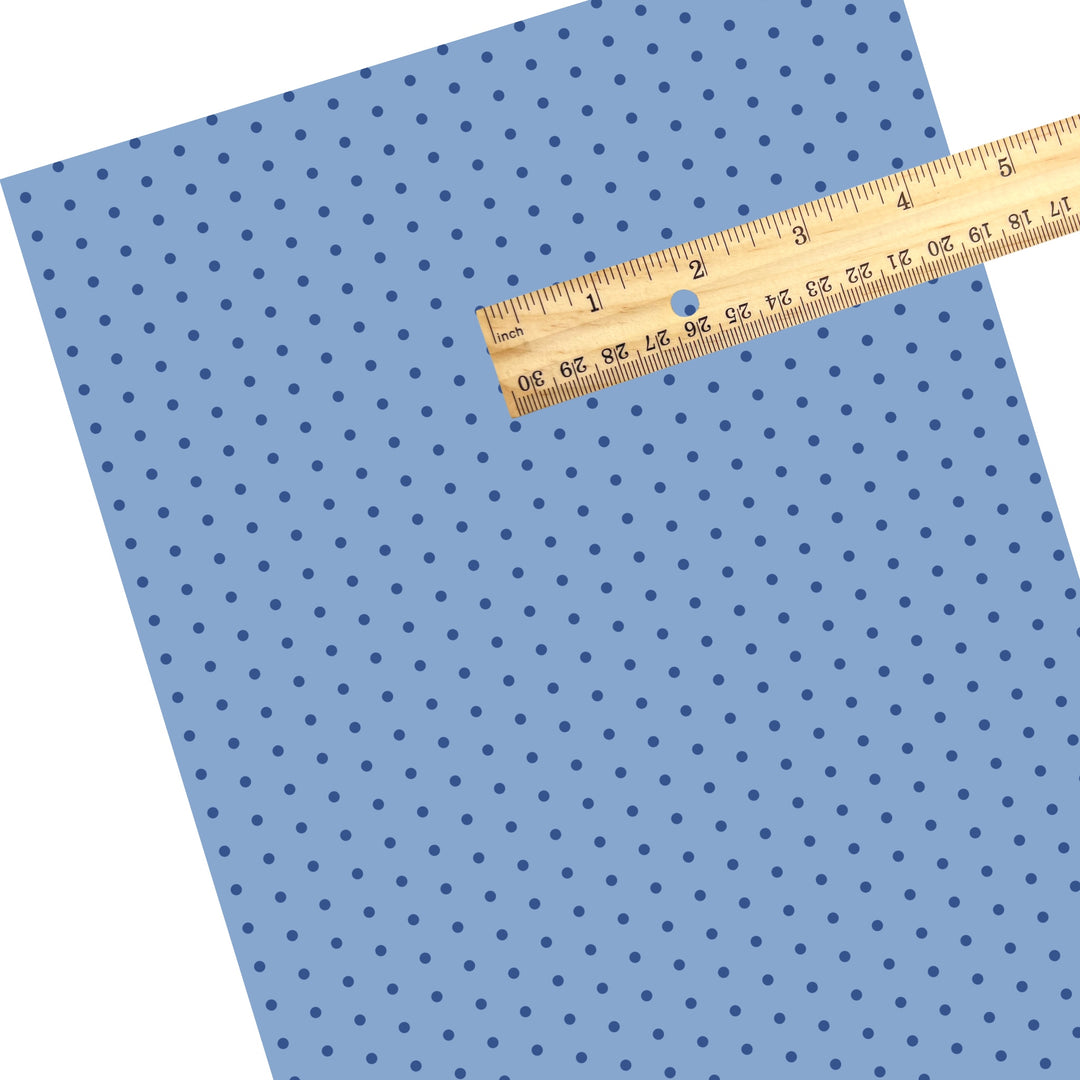 These dot themed faux leather sheets contain the following design elements: blue dots pattern. Our CPSIA compliant faux leather sheets or rolls can be used for all types of crafting projects.