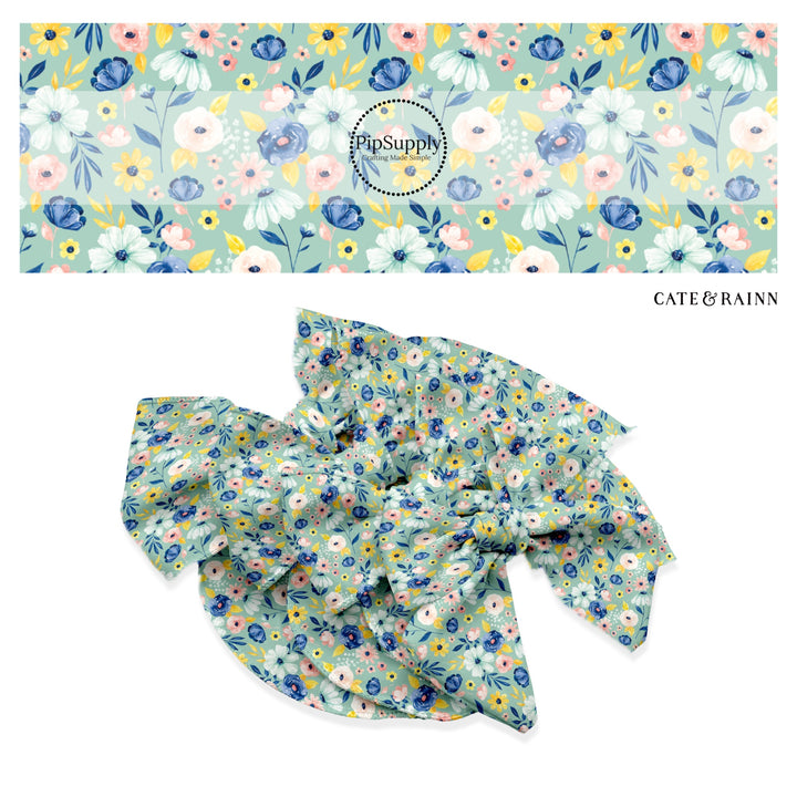 These spring themed no sew bow strips can be easily tied and attached to a clip for a finished hair bow. These bow strips are great for personal use or to sell. These bow strips feature the following design elements: spring floral pattern.