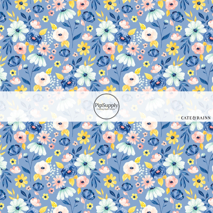 These spring fabric by the yard features spring floral pattern. This fun pattern fabric can be used for all your sewing and crafting needs!