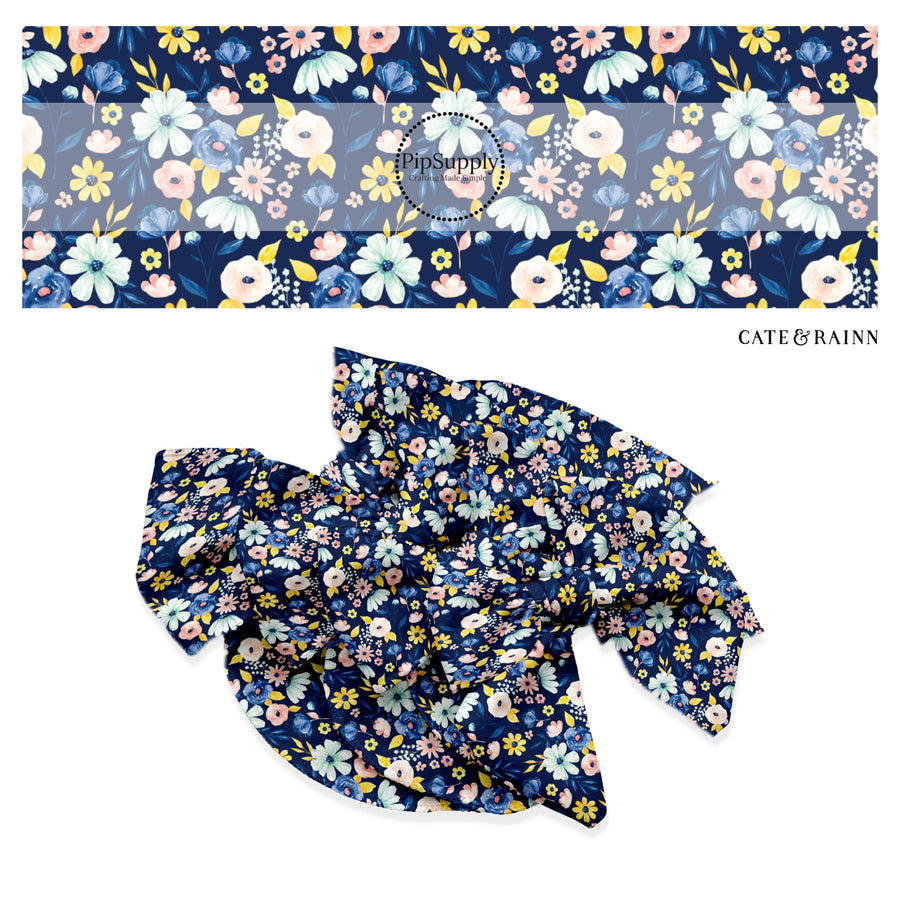 These spring themed no sew bow strips can be easily tied and attached to a clip for a finished hair bow. These bow strips are great for personal use or to sell. These bow strips feature the following design elements: spring floral pattern.