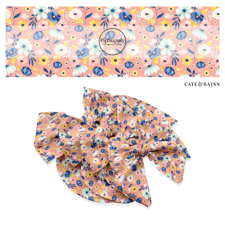 These spring themed no sew bow strips can be easily tied and attached to a clip for a finished hair bow. These bow strips are great for personal use or to sell. These bow strips feature the following design elements: spring floral pattern.