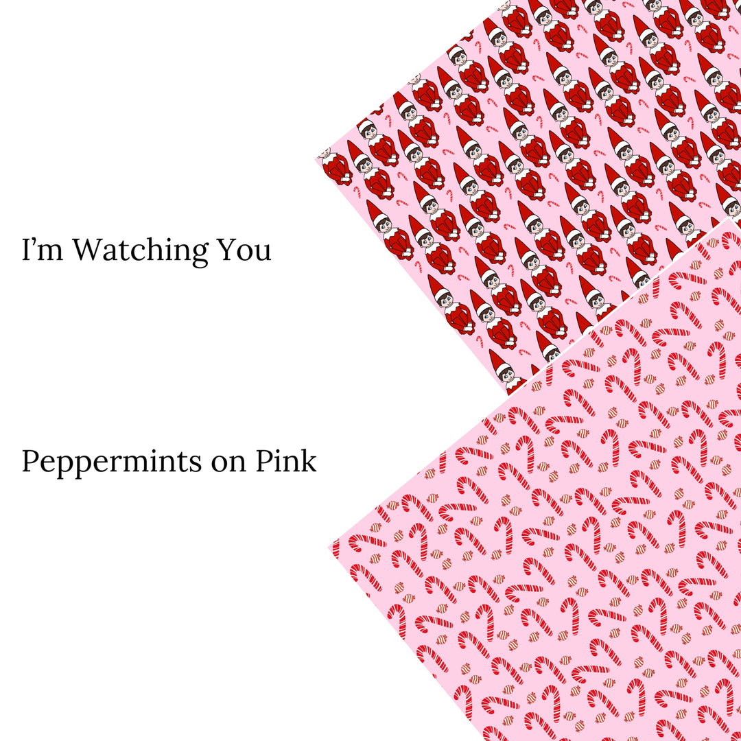 Peppermints on Pink Faux Leather Sheets