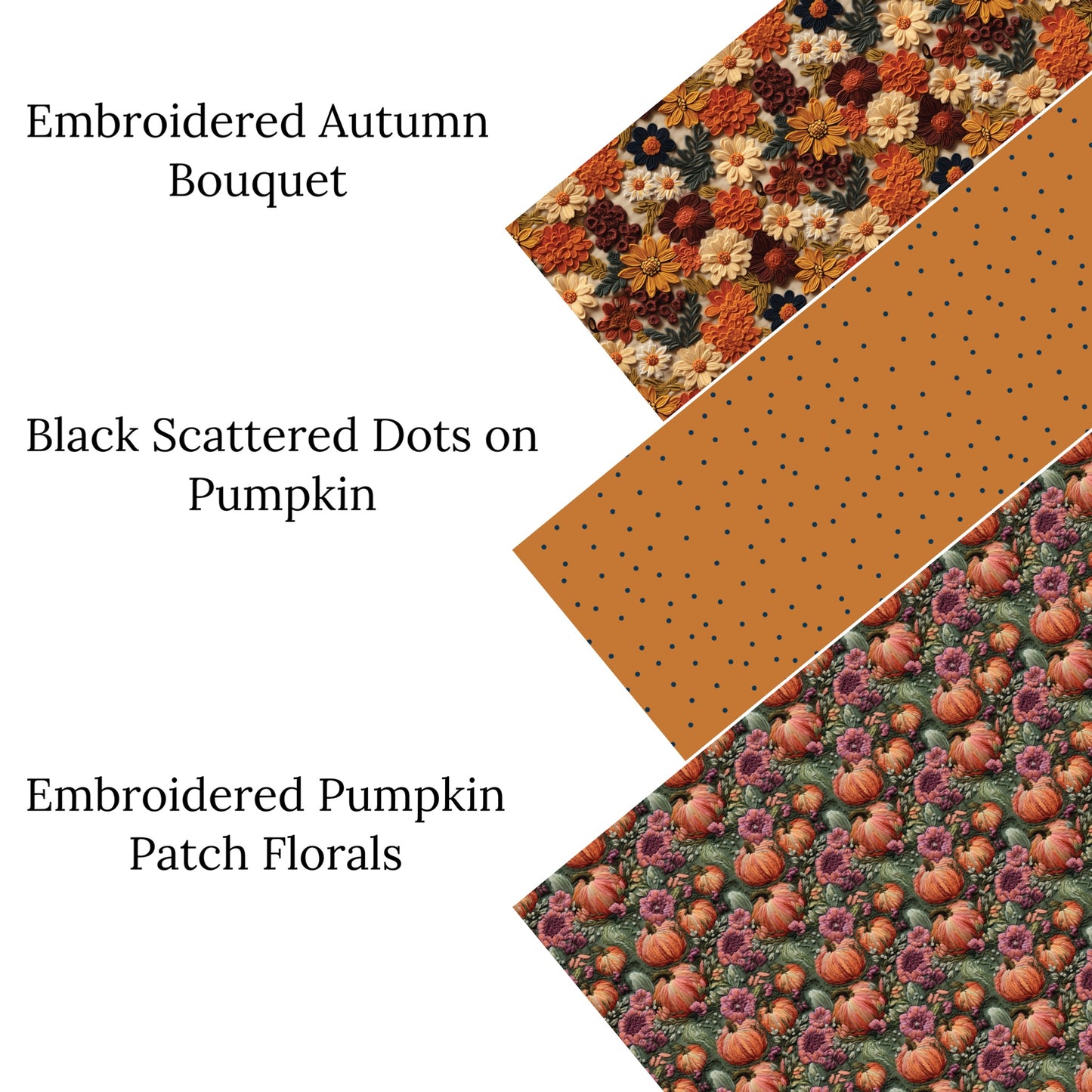 Embroidered Pumpkin Patch Florals Faux Leather Sheets