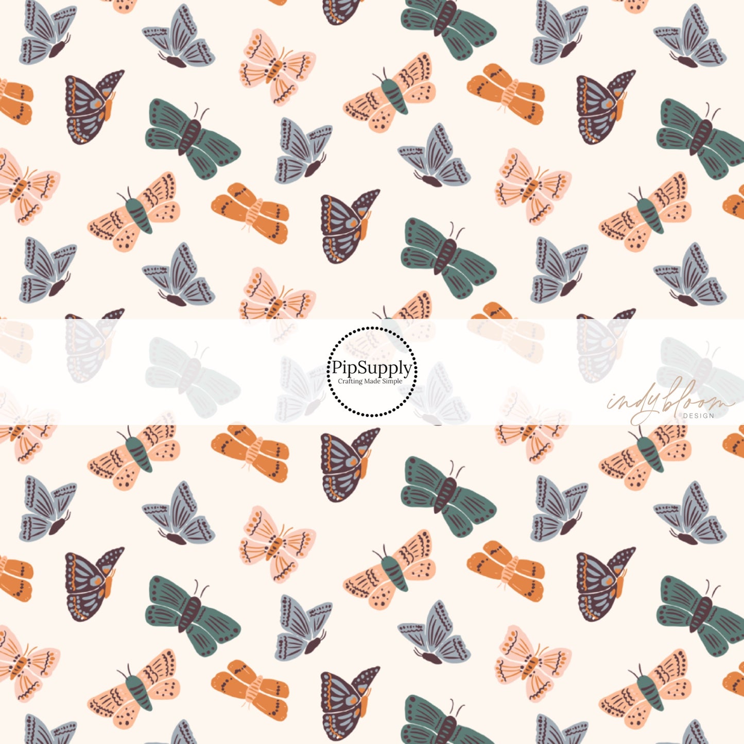 This summer fabric by the yard features colorful butterflies on cream. This fun summer themed fabric can be used for all your sewing and crafting needs!