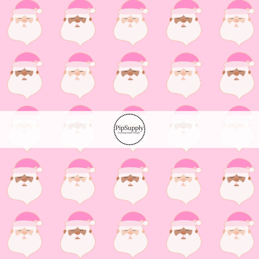 Bubble Pink Santas Fabric By The Yard
