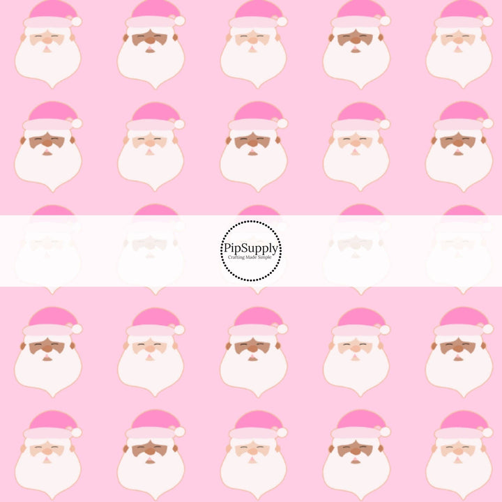 Bubble Pink Santas Hair Bow Strips