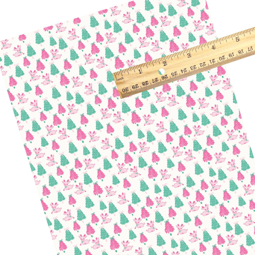 Dainty Deer and Trees Faux Leather Sheets
