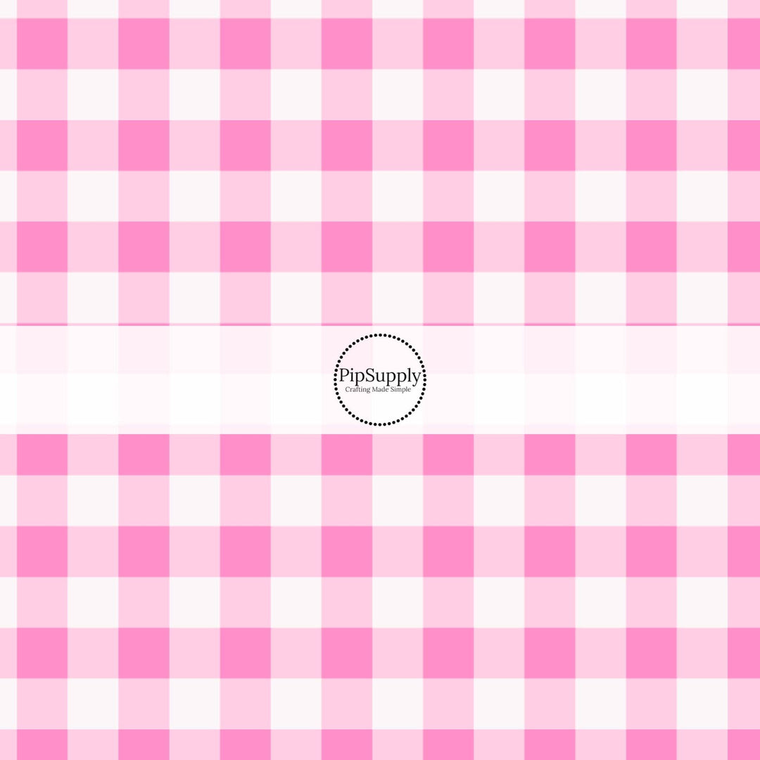 Bubble Pink Plaid Hair Bow Strips