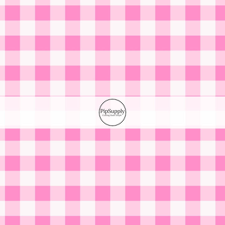 Bubble Pink Plaid Hair Bow Strips