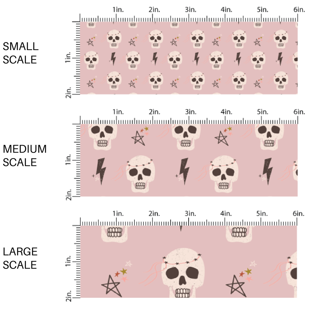 Lightning Skulls Lilac Fabric By The Yard