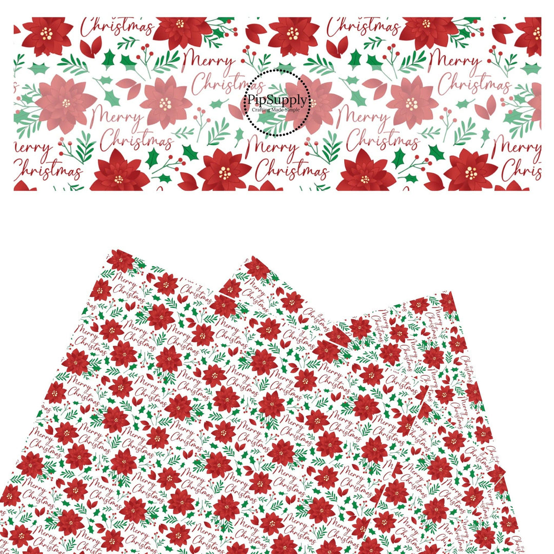 Christmas Poinsettia Faux Leather Sheets