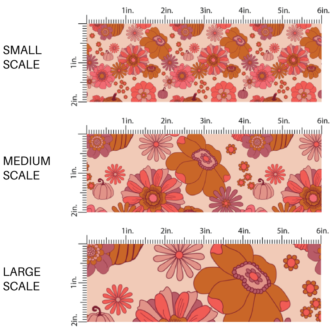 Harvest Floral Pumpkin Patch Fabric By The Yard
