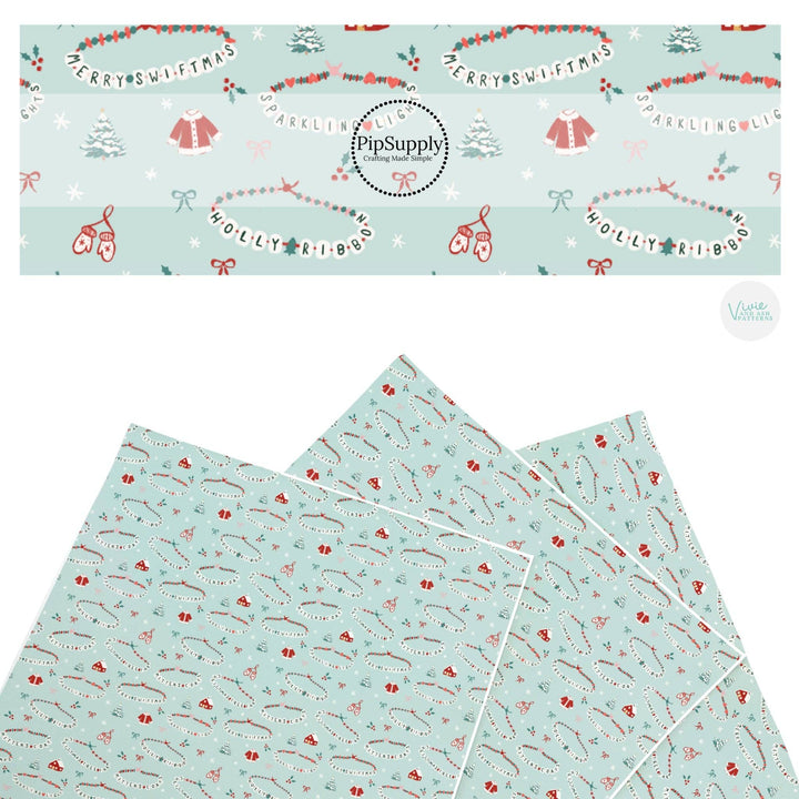 Christmas Friendship Bracelets Mint Faux Leather Sheets