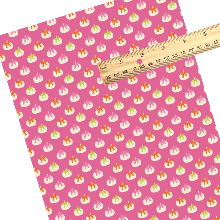 Bubblegum Bow Pumpkins Faux Leather Sheets