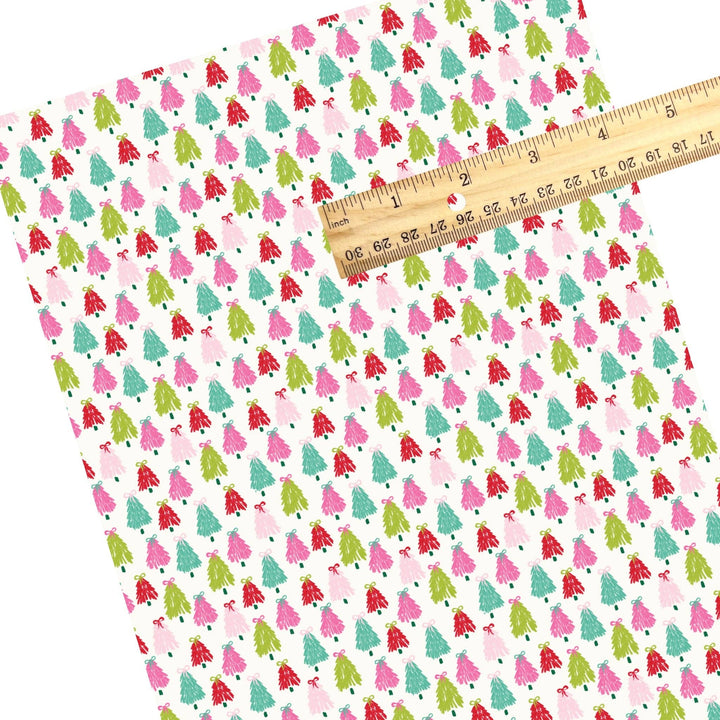 Bow Topped Trees Cream Faux Leather Sheets