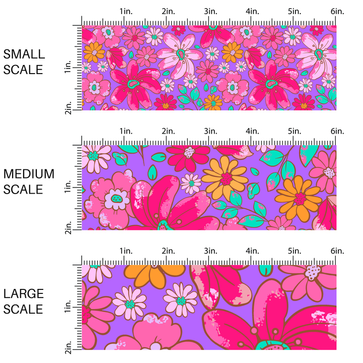 Bright Purple and Pink Blooms Fabric By The Yard