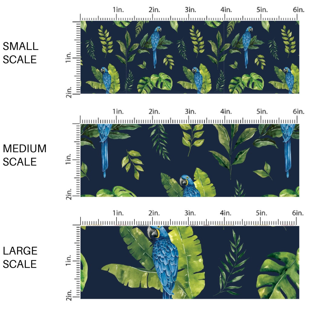 These jungle pattern fabric by the yard features tropical jungle macaw. This fun fabric can be used for all your sewing and crafting needs!