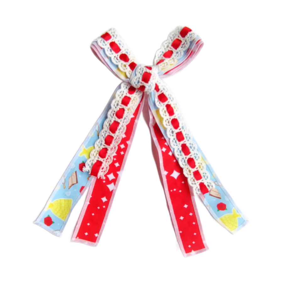 These princess themed lace pre-cut tied bows are ready to package and resell to your customers no sewing or measuring necessary! These hair bows come with a clip already attached.