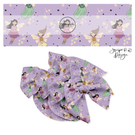 These fun summer fairies themed bow strips features small stars, cream daisies, and fairies are great for personal use or to sell.