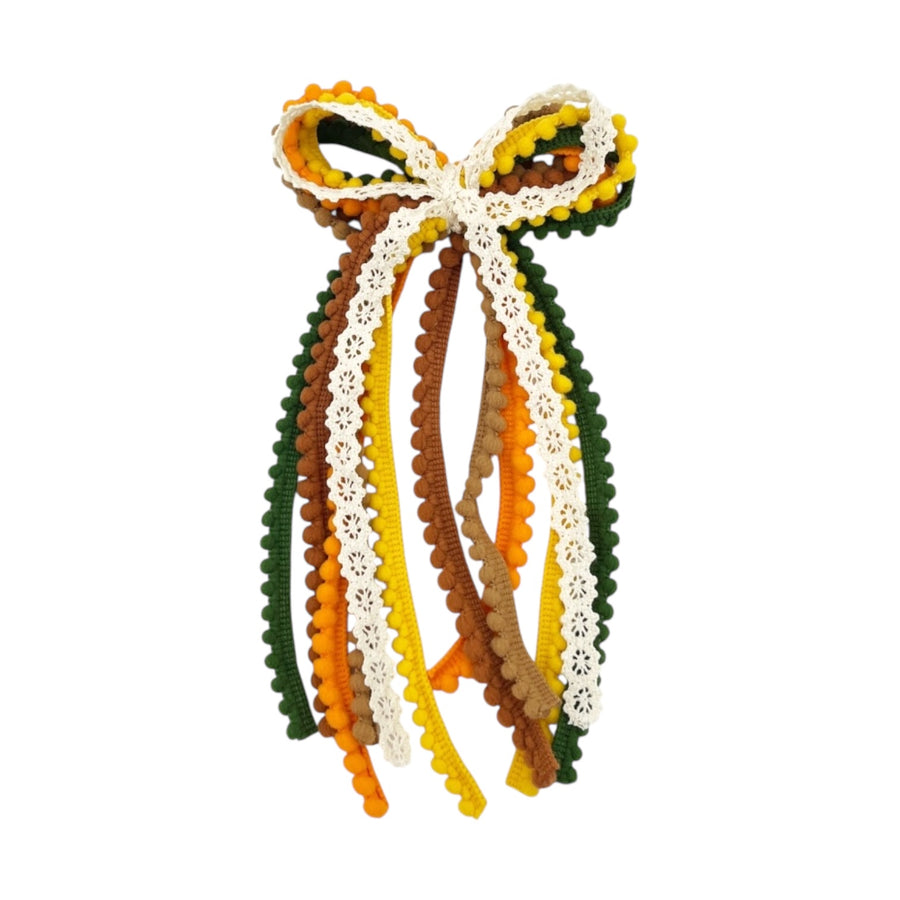 These fall colored ribbon tied bows are ready to package and resell to your customers no sewing or measuring necessary! These hair bows come with a clip already attached.