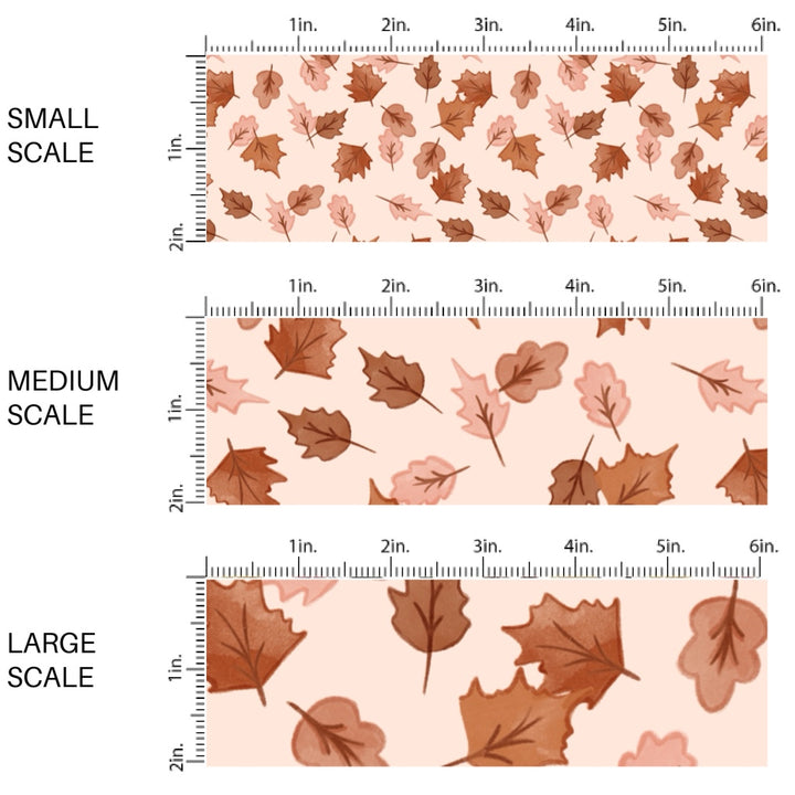 These autumn themed pattern fabric by the yard features the following design elements: fall leaves. This fun themed fabric can be used for all your sewing and crafting needs!