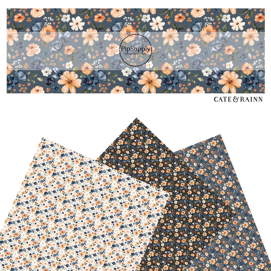 These spring and summer pattern faux leather sheets contain the following design elements: farm and meadow floral patterns. Our CPSIA compliant faux leather sheets or rolls can be used for all types of crafting projects.