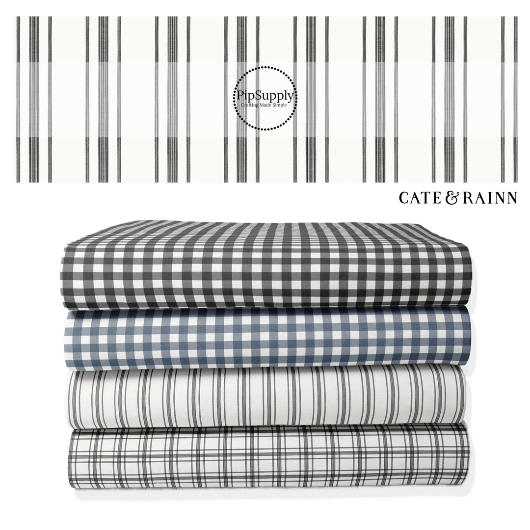 These spring and summer pattern fabric by the yard features farm and meadow plaid and stripe patterns. This fun fabric can be used for all your sewing and crafting needs!