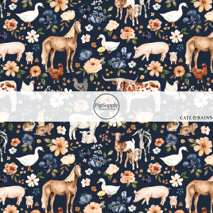 These spring and summer pattern faux leather sheets contain the following design elements: farm and meadow farm animals. Our CPSIA compliant faux leather sheets or rolls can be used for all types of crafting projects.