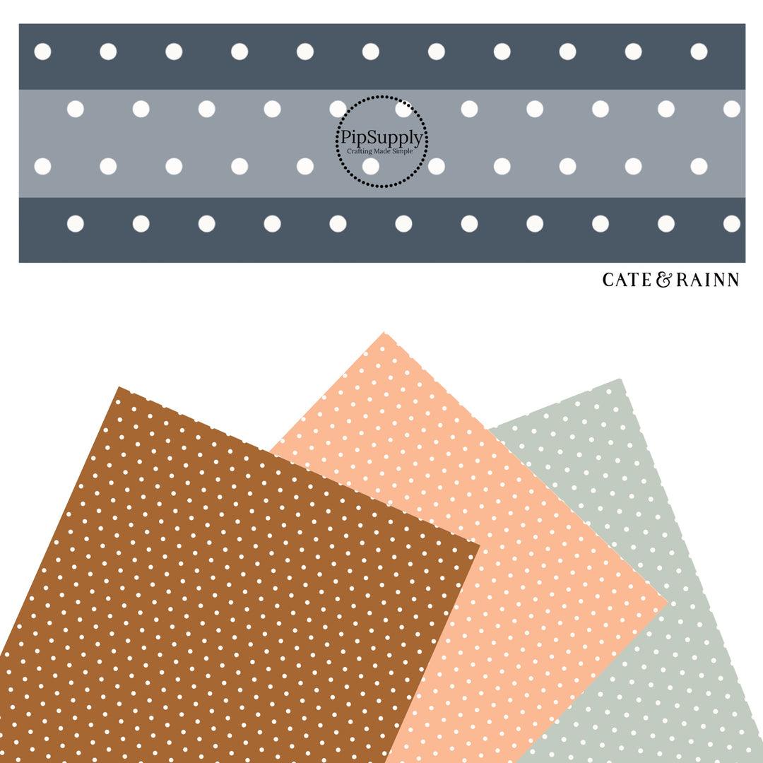 These spring and summer pattern faux leather sheets contain the following design elements: farm and meadow polka dot patterns. Our CPSIA compliant faux leather sheets or rolls can be used for all types of crafting projects.