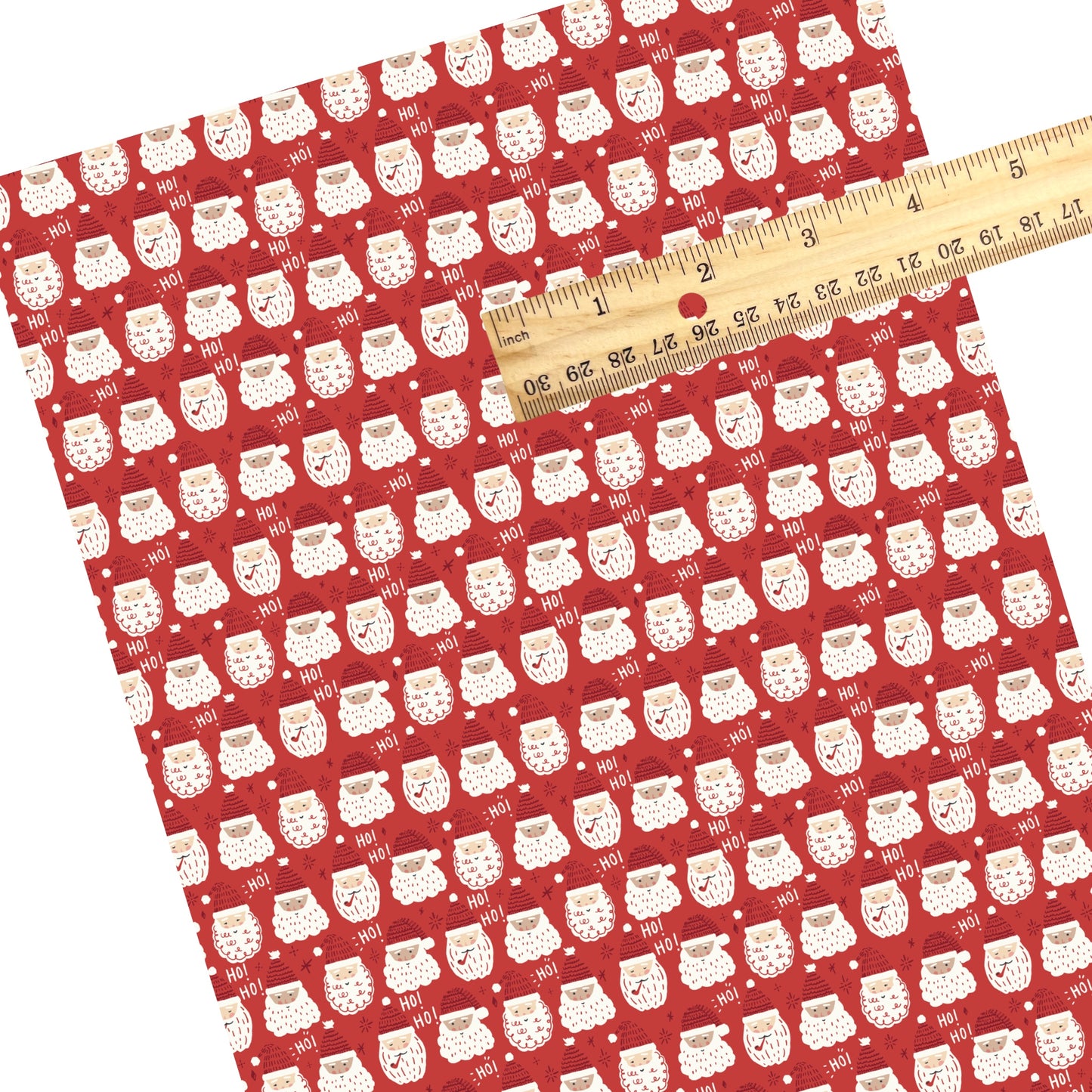 These Christmas Santa themed pattern faux leather sheets contain the following design elements: Father Christmas on red. Our CPSIA compliant faux leather sheets or rolls can be used for all types of crafting projects.