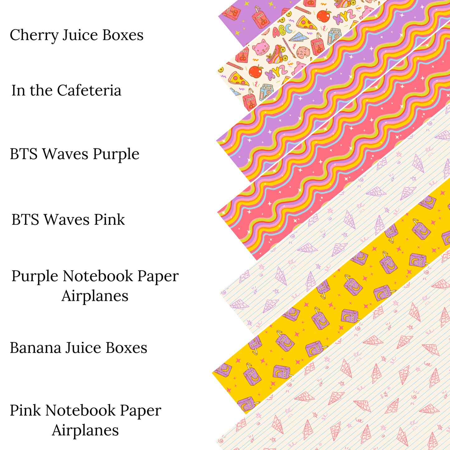 Purple Notebook Paper Airplanes Faux Leather Sheets