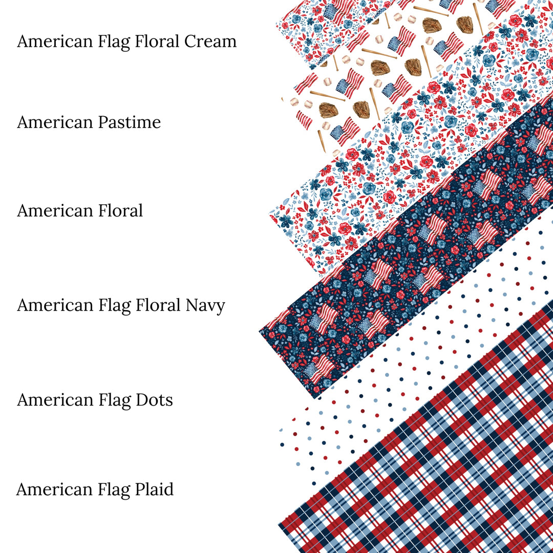 American Flag Floral Navy Faux Leather Sheets