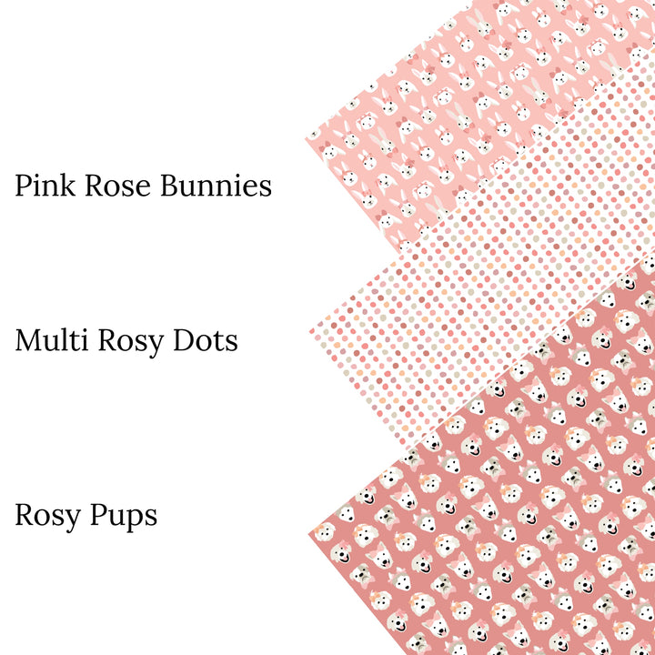 Pink Rose Bunnies Faux Leather Sheets