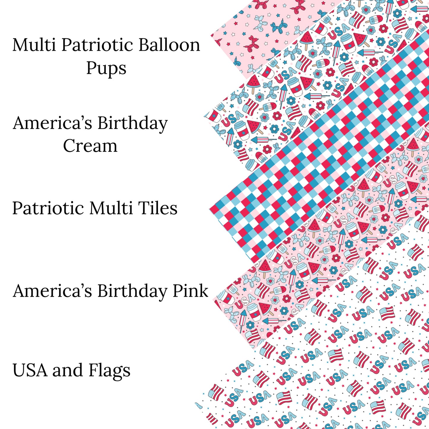 Multi Patriotic Balloon Pups Faux Leather Sheets