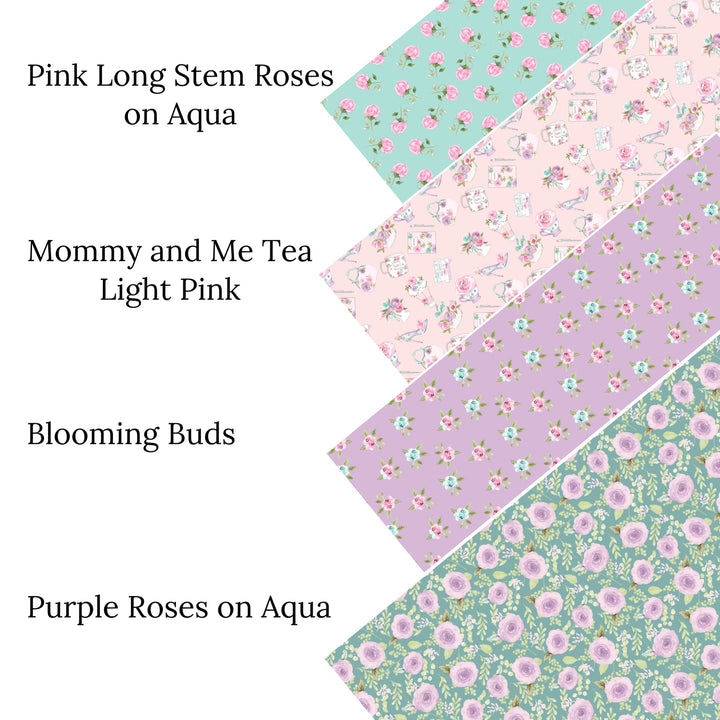 Purple Roses on Aqua Faux Leather Sheets