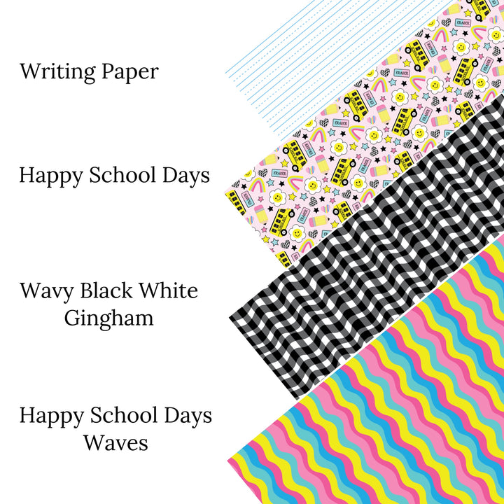 Wavy Black White Gingham Faux Leather Sheets